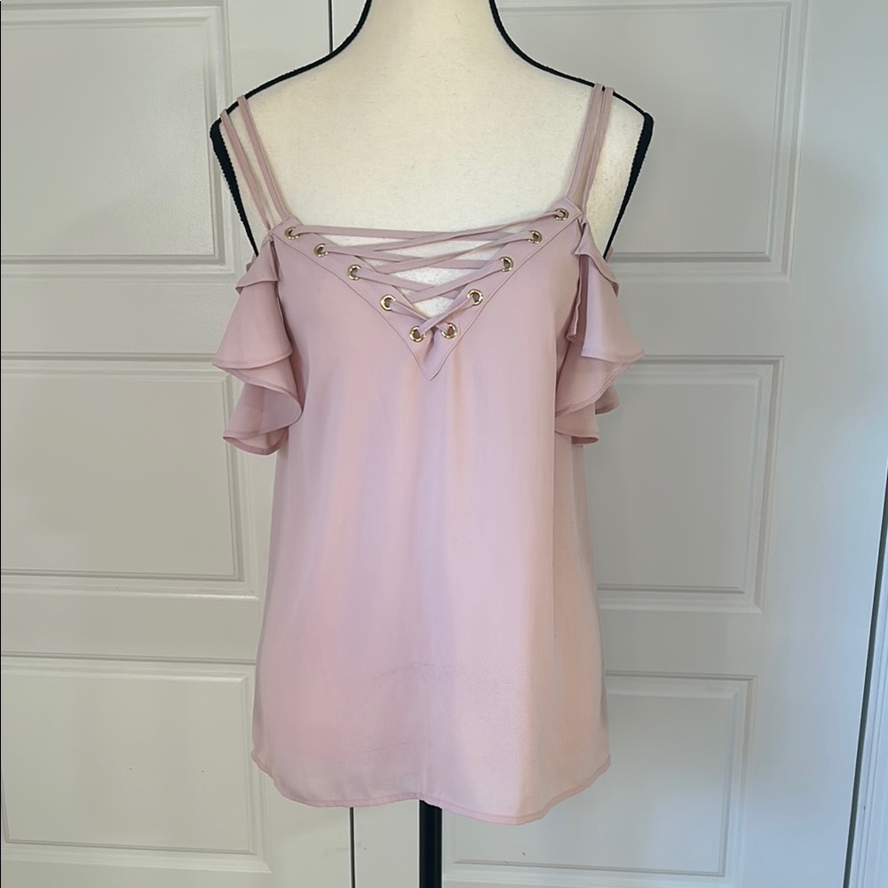Express Pink Off The Shoulder Ruffled Women’s Blouse